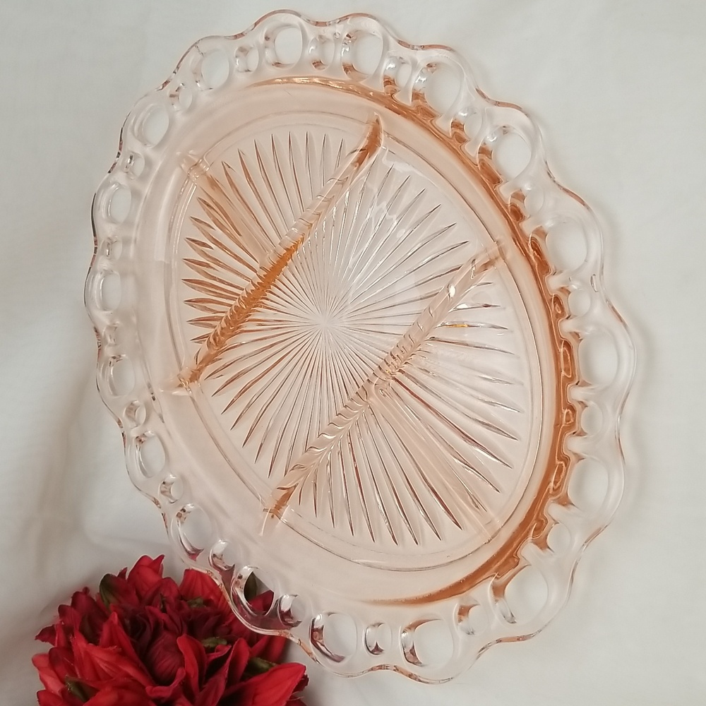 Depression Old Colony Pink Divided Platter